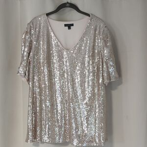 Lane Bryant Sequin Blouse - Silver